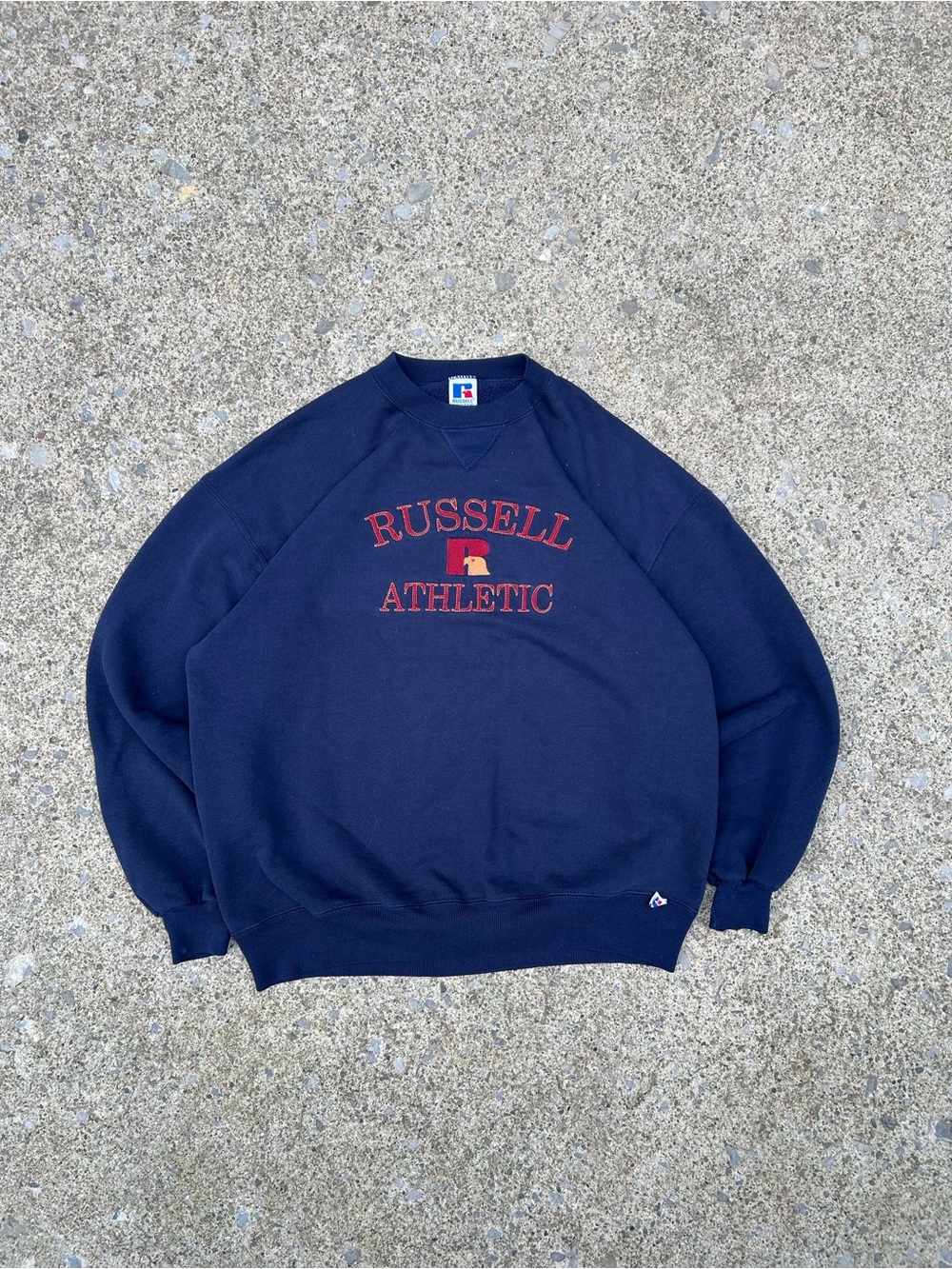 Vintage Russell Athletic Navy Sweatshirt with Red Logo